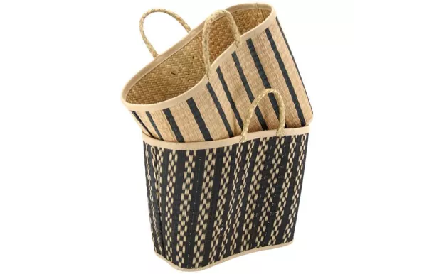 AUBRY GASPARD CABAS JONC MOTIF RAYURES VERTICALES SMA3970