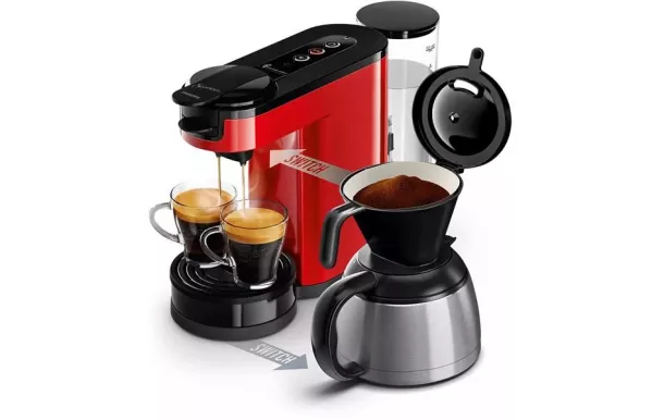 PHILIPS Cafetière 7 tasses Rouge - Senseo Switch - HD6592.85