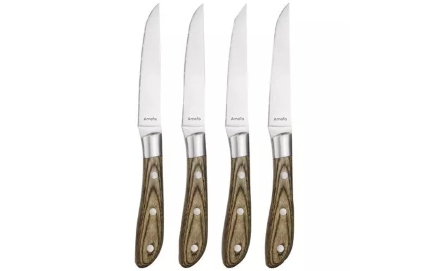 AMEFA ACHILLE COFFRET 4 COUTEAUX STEAK BOIS DE PAK 255015MB02BR4