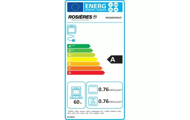 ROSIERES Cuisinière mixte 60 cm 3+1 four multifonction catalyse RGE660CMW/E