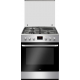 AMICA - Cuisinière 3 Feux Gaz + 1 Electrique, Four Multifonctions Pyrolyse 77L Inox