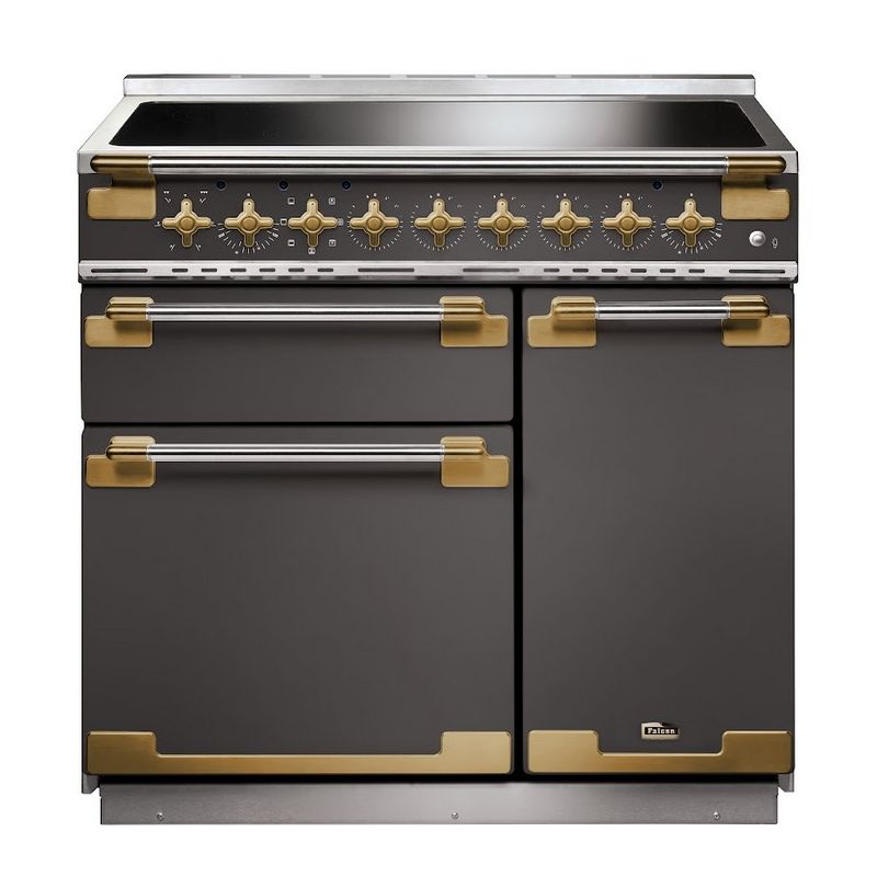 FALCON Cuisinière ELISE LUXE 90 Induction Ardoise/Laiton Antique - ELS90EISL/AB-EU