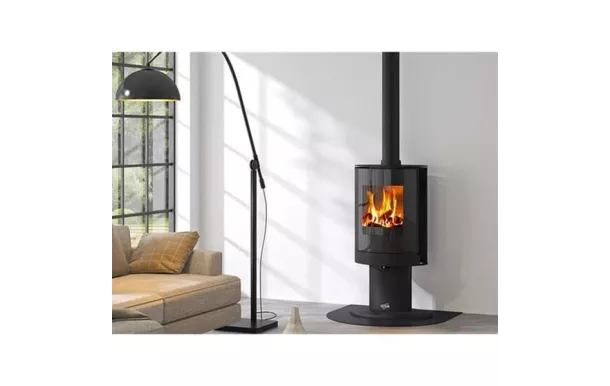 GODIN Poêle à bois longiligne 8 Kw 411110NOIR