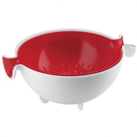 GUZZINI Passoire avec bol Rouge - Spin & Drain