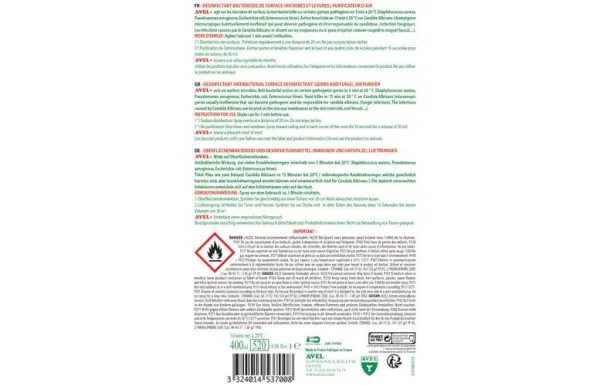 AVEL DESINFECTANT BACTERICIDE AVEL BBE400ML 4537008