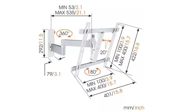 VOGEL'S Support mural inclinable / orientable TVM3245W