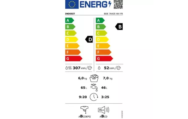 INDESIT Lave-linge séchant frontal 7 kg - BDE76435WVFR