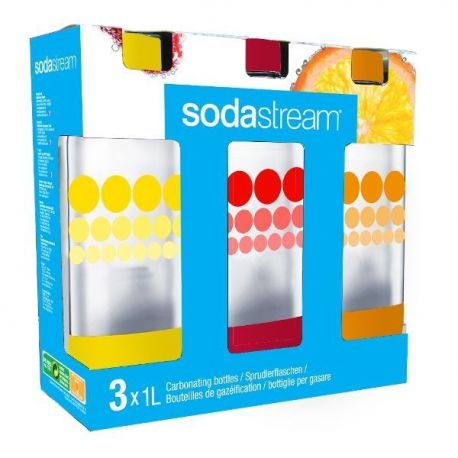 Pack de 3 bouteilles Sodastream Bulles de couleur 1L