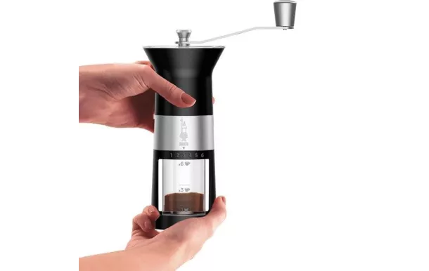 BIALETTI MOULINA CAFE MANUEL INOX NOIR MAT MCPRO001