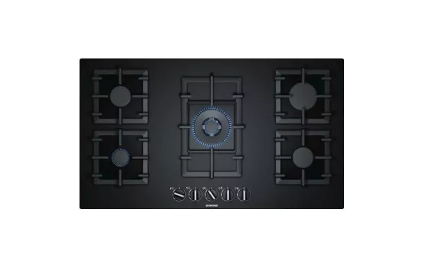 SIEMENS Table de cuisson largeur 91,5 cm 5 foyers gaz verre trempé - EP9A6QB90