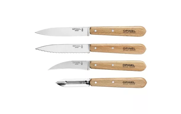 OPINEL Coffret de 4 couteaux de cuisine - Naturel Hêtre Les Essentiels