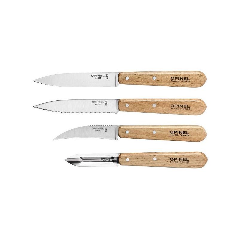 OPINEL Coffret de 4 couteaux de cuisine Naturel Hetre Les Essentiels