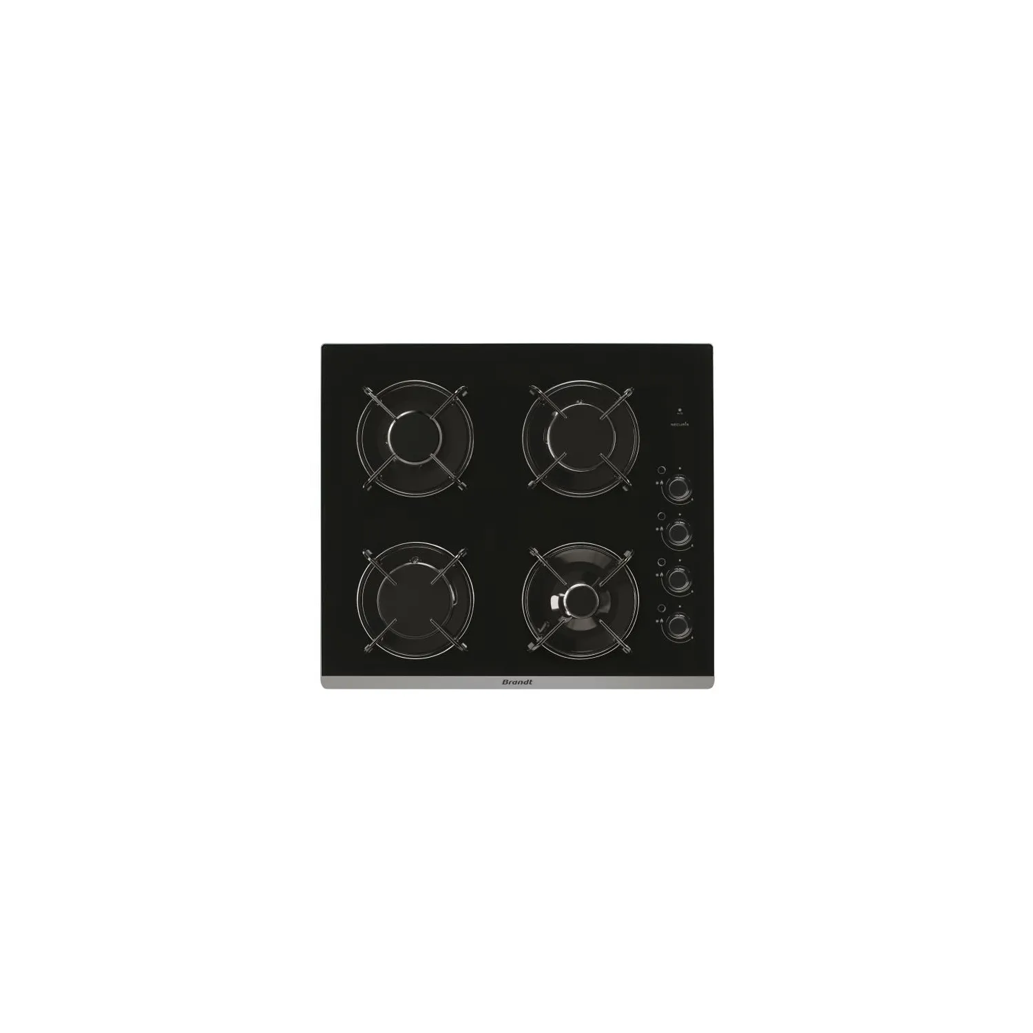 BRANDT Table de cuisson 4 feux gaz verre trempé BPG6413B