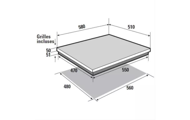 BRANDT Table de cuisson 4 foyers gaz verre trempé blanc - BPG6413W