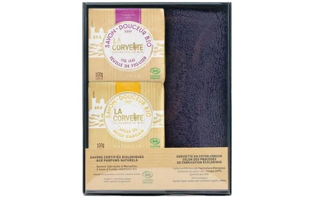 LA CORVETTE COFFRET DOUCEUR BIO 2X100G SERVIETTE 270608