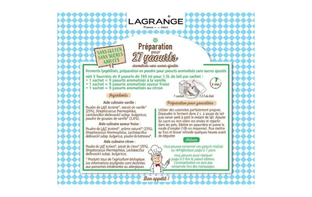 LAGRANGE FERMENT AROMATISE VANILLE FRAISE CITRON 385002