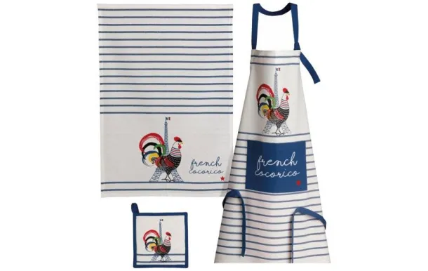 WINKLER FRENCH COCORICO ECRU/BLEU TABLIER RECYCLE  1805000000