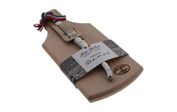 JEAN DUBOST DAMAS PLANCHETTE APERO 26X10 + COUTEAU AP036424D32002