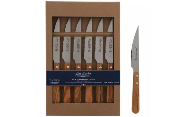 JEAN DUBOST COFFRET 6 COUTEAUX GRILL OLIVIER MICRO CB10A79SC16311