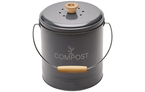 GUILLOUARD SEAU A COMPOST 4,5L ROND GRIS FONCE AVE 040605