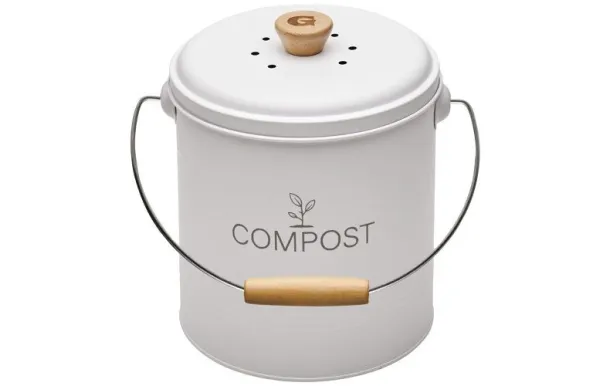 GUILLOUARD SEAU A COMPOST 4,5L ROND BLANC AVEC FIL 040606