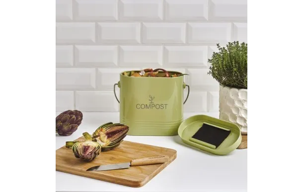 GUILLOUARD SEAU A COMPOST 3L OVALE VERT PASTEL AVE 040621