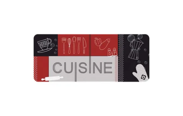 IDMAT TAPIS CUISINE ROUGE NOIR 50X120CM DCUIS50120CUIS0
