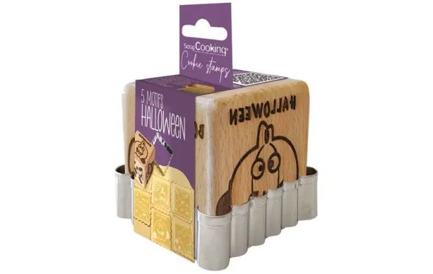 SCRAPCOOKING TAMPON BOIS BISCUITS HALLOWEEN + DECO 5298