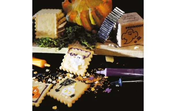 SCRAPCOOKING TAMPON BOIS BISCUITS HALLOWEEN + DECO 5298