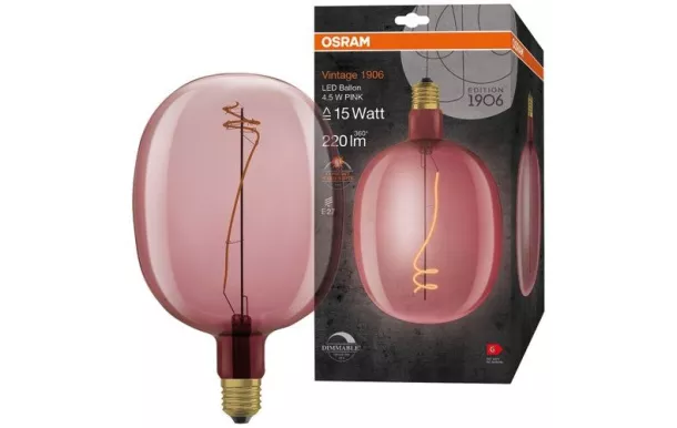 OSRAM 1906 BALLON CLAIR FIL ROSE 4.5W E27 CH 4058075761896