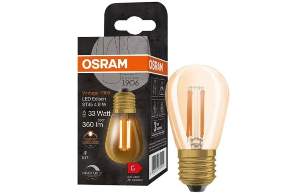 OSRAM 1906 MI.EDIS.CLAIR FIL OR 4.8W E27 CHD 4058075779945