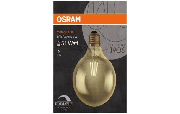 OSRAM 1906 GLOBE 125MM CLAIR FIL.D.OR 7W E27 4058075808997
