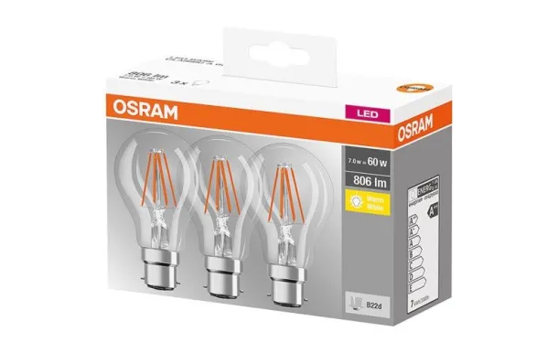 OSRAM LED STD CLAIR FILA.7W B22 CHD BT3 4058075819498