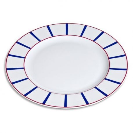 EVRARD Plat rond 32 cm  Bleu et Rouge - Porcelaine Basque