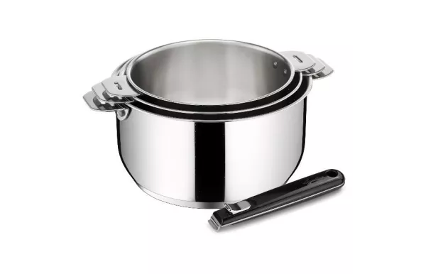 LAGOSTINA Set 3 casseroles 16 / 18 / 20 cm inox + poignée - Salvaspazio