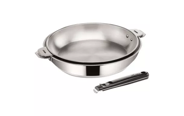 LAGOSTINA Lot 2 poêles 204 et 28 cm inox + poignée - Salvaspazio+