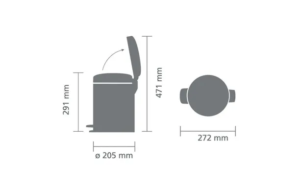 BRABANTIA NEW ICON PEDAL BIN POUBELLE 5 L  MATT ST 112645