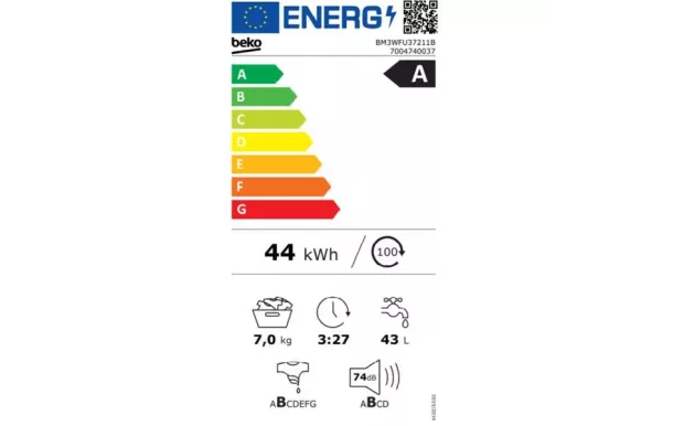 BEKO Lave-linge frontal 7 Kg 1200 tr/mn - BM3WFU37211B