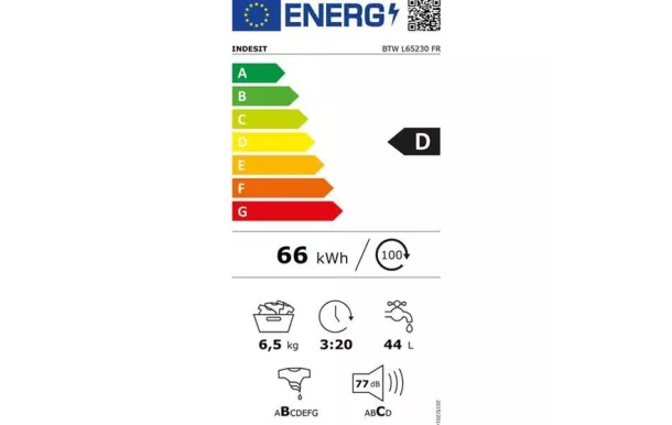 INDESIT Lave-linge top 40 cm 6,5 kg essorage 1200 tr/mn - BTWL65230FR