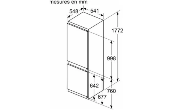 BOSCH Réfrigérateur combiné intégrable, SER2, No Frost, Classe énergie E, 35 *