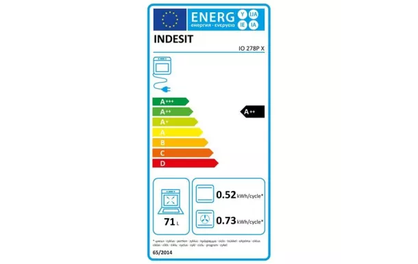 INDESIT Four pyrolyse multifonction 71 l inox - IO278PX