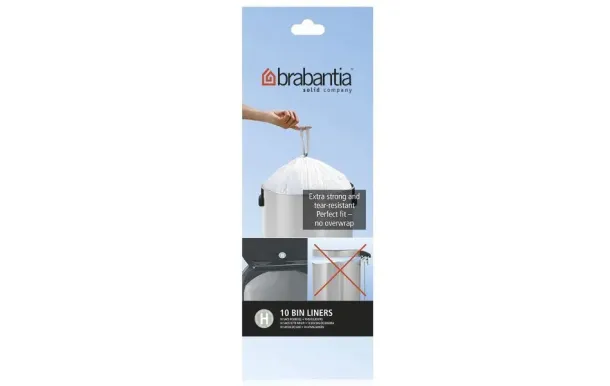 BRABANTIA Rouleau de 10 sacs poubelle Code H - 50/60 L - Perfect Fit