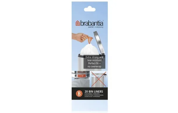 BRABANTIA Rouleau de 20 sacs poubelle Code B - 5 L - Perfect Fit