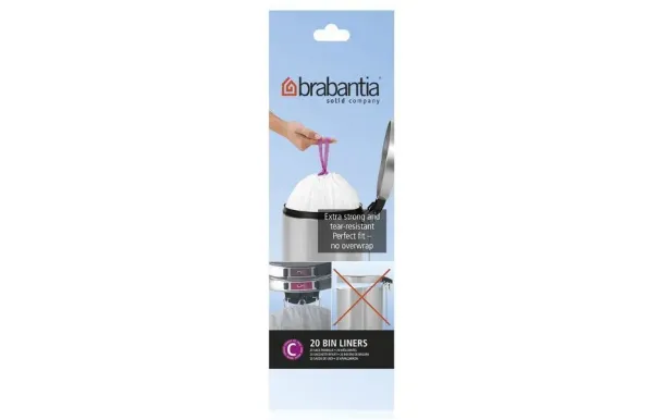BRABANTIA Rouleau de 20 sacs poubelle Code C - 10/12 L - Perfect Fit
