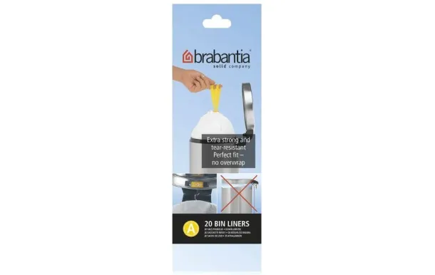 BRABANTIA Rouleau de 20 sacs poubelle Code A - 3 L - Perfect Fit