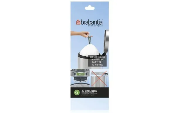 BRABANTIA Rouleau de 20 sacs poubelle Code G - 23/30 L - Perfect Fit