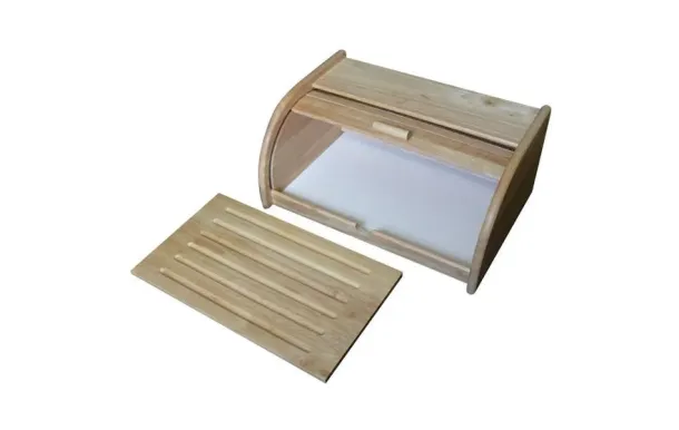 METALTEX Boîte à pain + planche Hévéa