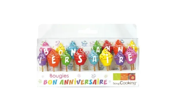 SCRAPCOOKING Lot de 15 bougies - Bon anniversaire