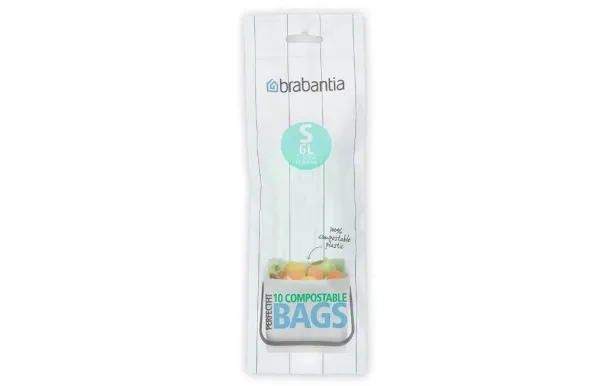 BRABANTIA Rouleau de 10 sacs poubelle compostables Code S - 6 L - Perfect Fit