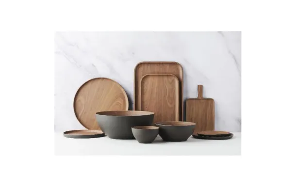 POINT VIRGULE Plateau rond 27.9 cm - Noir & Brun